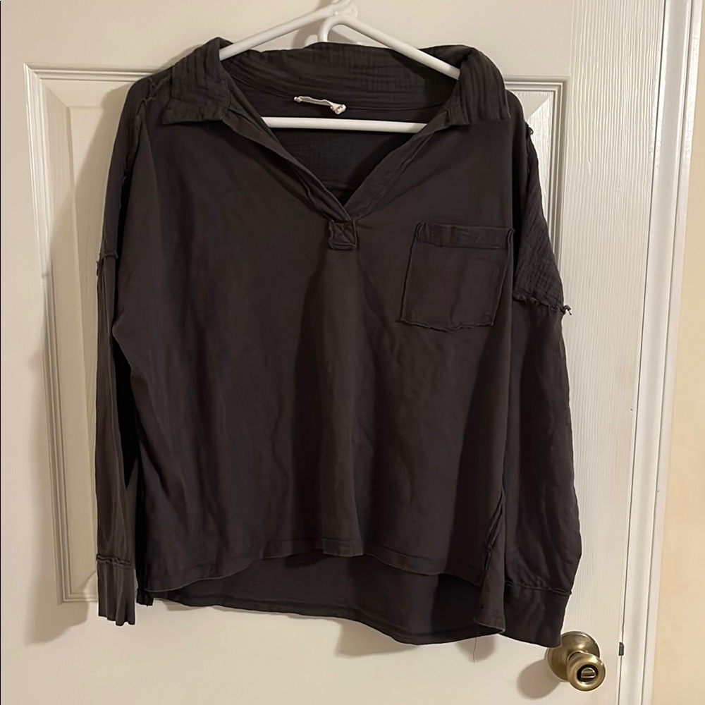 Gray Long Sleeve Casual top